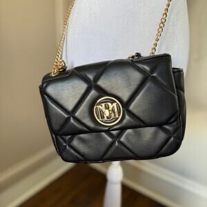 Badgley Mischka Quilted Bag Crossbody Purse Black Vegan Leather